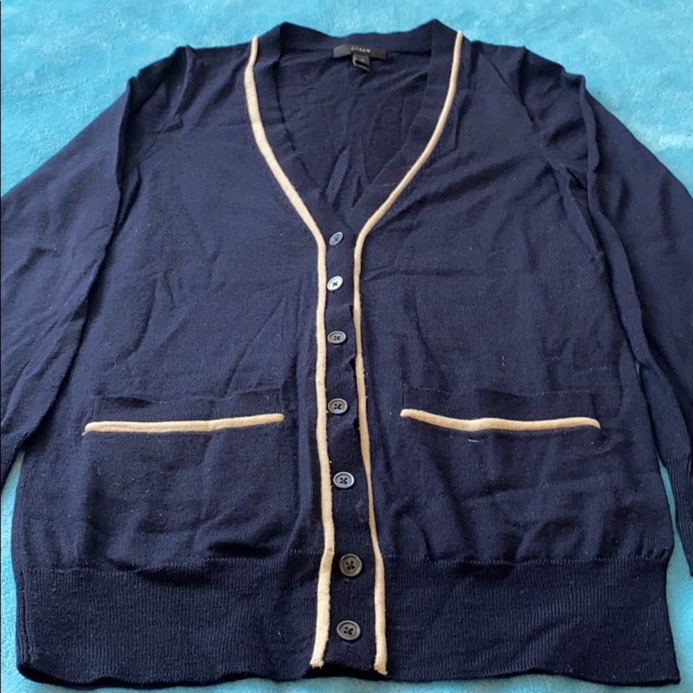 Jcrew Wool Navy Cardigan Sz XS